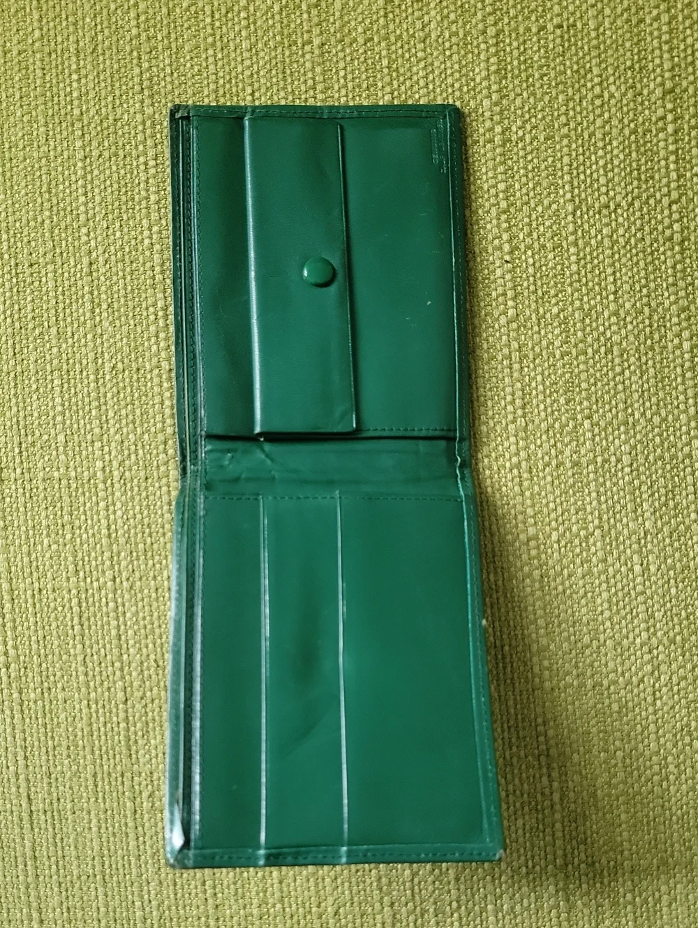 Green Leather Bifold Wallet with Gold Goat Accent